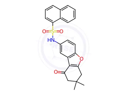 Chemical structure of N-(7,7-dimethyl-9-oxo-6,8-dihydrodibenzofuran-2-yl)naphthalene-1-sulfonamide