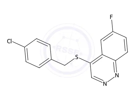 Chemical structure of 4-((4-Chlorobenzyl)thio)-6-fluorocinnoline