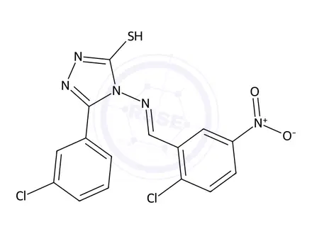 Chemical structure of 4-((2-Chloro-5-nitrobenzylidene)amino)-3-(3-chlorophenyl)-1H-1,2,4-triazole-5(4H)-thione