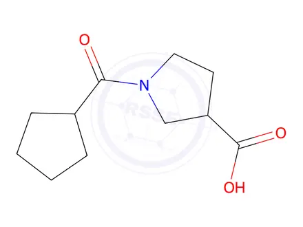 Chemical structure of 1-(Cyclopentanecarbonyl)pyrrolidine-3-carboxylic Acid