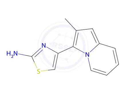 Chemical structure of 4-(2-Methylindolizin-3-yl)thiazol-2-amine