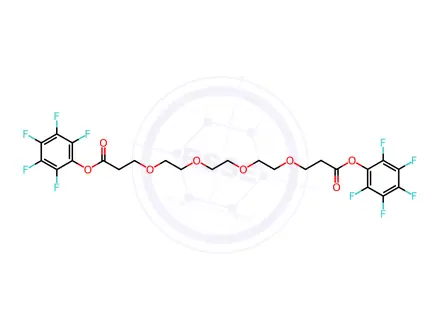 Chemical structure of 4,7,10,13-Tetraoxahexadecanedioic acid, 1,16-bis(2,3,4,5,6-pentafluorophenyl) ester