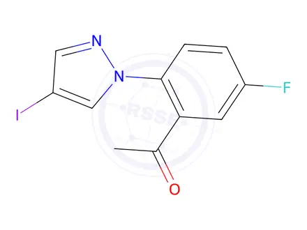 Chemical structure of 1-(5-Fluoro-2-(4-iodo-1h-pyrazol-1-yl)phenyl)ethan-1-one