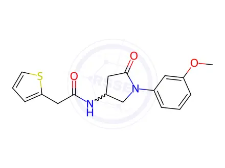 Chemical structure of N-(1-(3-Methoxyphenyl)-5-oxopyrrolidin-3-yl)-2-(thiophen-2-yl)acetamide