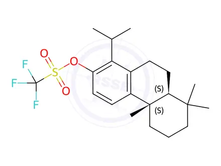 Chemical structure of Methanesulfonic acid, trifluoro-, (4bS,8aS)-4b,5,6,7,8,8a,9,10-octahydro-4b,8,8-trimethyl-1-(1-methylethyl)-2-phenanthrenyl ester