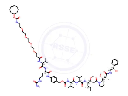 Chemical structure of TCO-PEG4-VC-PAB-MMAE