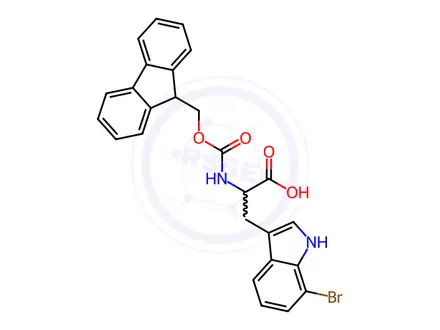 Chemical structure of 2-((((9H-Fluoren-9-yl)methoxy)carbonyl)amino)-3-(7-bromo-1H-indol-3-yl)propanoic acid