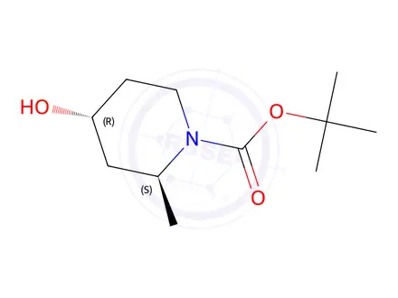 Chemical structure of tert-butyl (2S,4R)-4-hydroxy-2-methylpiperidine-1-carboxylate