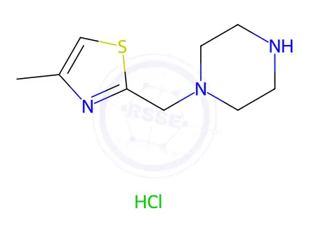 Chemical structure of 1-[(4-methyl-1,3-thiazol-2-yl)methyl]piperazine hydrochloride