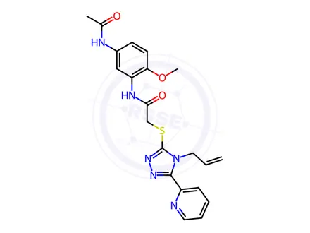 Chemical structure of N-(5-Acetamido-2-methoxyphenyl)-2-((4-allyl-5-(pyridin-2-yl)-4H-1,2,4-triazol-3-yl)thio)acetamide