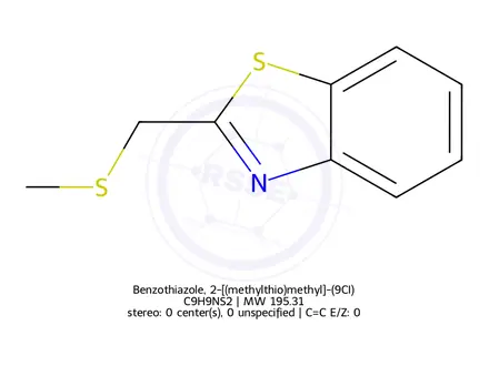 Chemical structure of Benzothiazole, 2-[(methylthio)methyl]-(9CI)