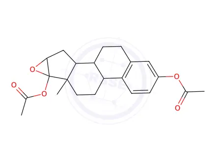 Chemical structure of 16α,17α-Epoxyestra-1,3,5(10)-triene-3,17β-diol diacetate