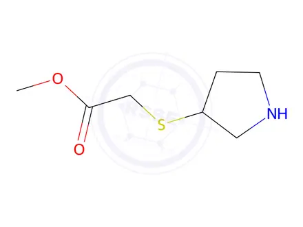 Chemical structure of methyl 2-(pyrrolidin-3-ylsulfanyl)acetate hydrochloride