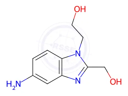 Chemical structure of 2-(5-Amino-2-(hydroxymethyl)-1H-benzo[d]imidazol-1-yl)ethan-1-ol dihydrochloride