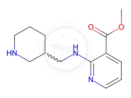 Chemical structure of 2-[(Piperidin-3-ylMethyl)-aMino]-nicotinic acid Methyl ester dihydrochloride, 98+% C13H21Cl2N3O2, MW: 322.24