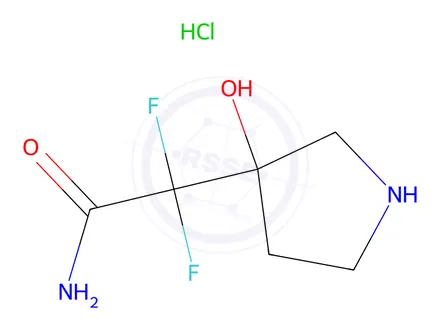 Chemical structure of 2,2-difluoro-2-(3-hydroxypyrrolidin-3-yl)acetamide hydrochloride