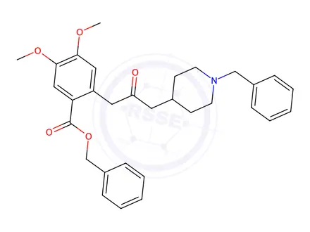 Chemical structure of 2-(3-(1-Benzylpiperidin-4-yl)-2-oxopropyl)-4,5-dimethoxybenzoic Acid Benzyl Ester
