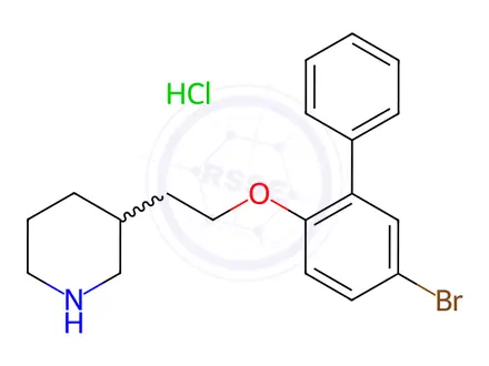 Chemical structure of 3-{2-[(5-Bromo[1,1'-biphenyl]-2-yl)oxy]-ethyl}piperidine hydrochloride