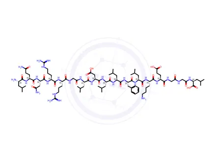 Chemical structure of (2S,11S,14S,17S,20S,23S,26S,29S)-29-((2S,8S,11S,14S,17S,20S)-20-Amino-14-(2-amino-2-oxoethyl)-17-(3-amino-3-oxopropyl)-8,11-bis(3-guanidinopropyl)-2-isobutyl-22-methyl-4,7,10,13,16,19-hexaoxo-3,6,9,12,15,18-hexaazatricosanamido)-14-(4-aminobutyl)-20-benzyl-11-(2-carboxyethyl)-2,17,23,26-tetraisobutyl-4,7,10,13,16,19,22,25,28-nonaoxo-3,6,9,12,15,18,21,24,27-nonaazahentriacontanedioic Acid