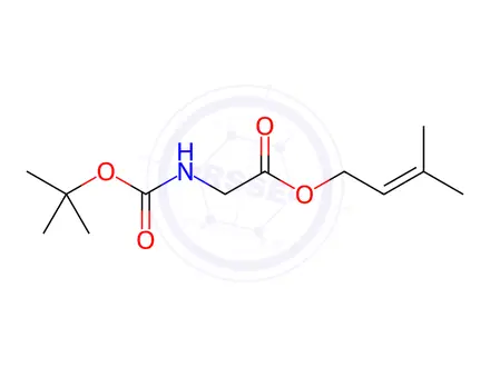 Chemical structure of Glycine, N-[(1,1-dimethylethoxy)carbonyl]-, 3-methyl-2-buten-1-yl ester