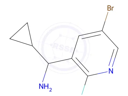 Chemical structure of (5-Bromo-2-fluoro-3-pyridyl)-cyclopropyl-methanamine