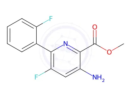 Chemical structure of Methyl 3-amino-5-fluoro-6-(2-fluorophenyl)picolinate