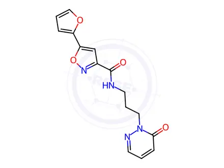 Chemical structure of 5-(Furan-2-yl)-N-(3-(6-oxopyridazin-1(6H)-yl)propyl)isoxazole-3-carboxamide