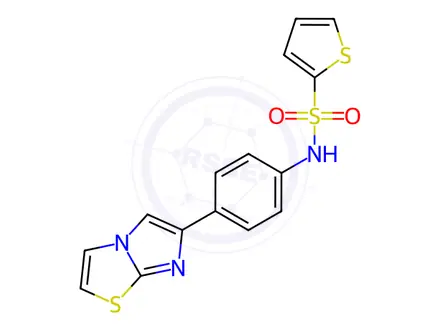 Chemical structure of N-(4-(Imidazo[2,1-b]thiazol-6-yl)phenyl)thiophene-2-sulfonamide