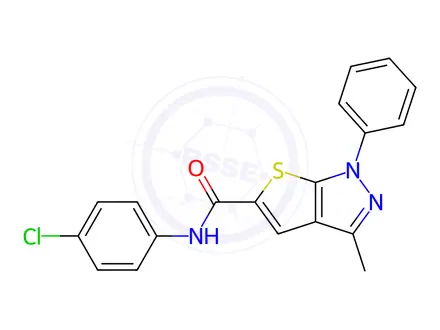 Chemical structure of N-(4-chlorophenyl)-3-methyl-1-phenyl-1H-thieno[2,3-c]pyrazole-5-carboxamide
