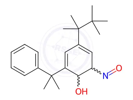 Chemical structure of 6-Nitroso-2-(2-phenyl-2-propyl)-4-(2,3,3-trimethyl-2-butyl)cyclohexa-2,4-dienol