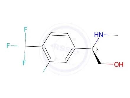 Chemical structure of (R)-2-(3-fluoro-4-(trifluoromethyl)phenyl)-2-(methylamino)ethan-1-ol