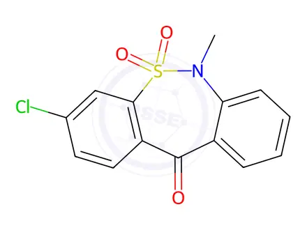 Chemical structure of 3-Chloro-6-methyl-dibenzo[c,f][1,2]thiazepin-11(6H)-one 5,5-Dioxide