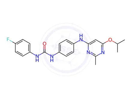 Chemical structure of 1-(4-fluorophenyl)-3-[4-[(2-methyl-6-propan-2-yloxypyrimidin-4-yl)amino]phenyl]urea