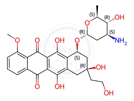Chemical structure of 13-Deoxyepirubicin