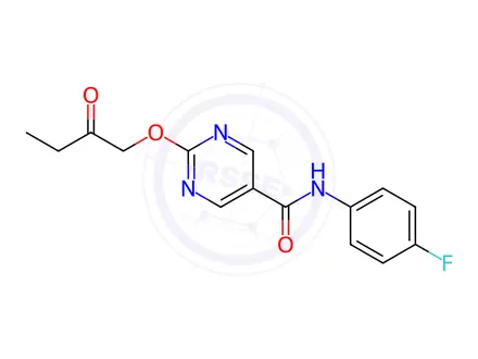 Chemical structure of N-(4-Fluorophenyl)-2-(2-oxobutoxy)pyrimidine-5-carboxamide