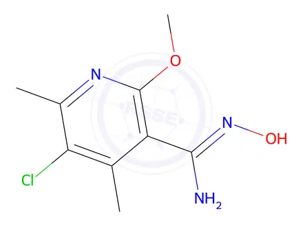 Chemical structure of 5-chloro-N'-hydroxy-2-methoxy-4,6-dimethylnicotinimidamide