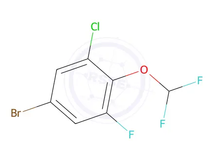 Chemical structure of 5-Bromo-1-chloro-2-(difluoromethoxy)-3-fluoro-benzene