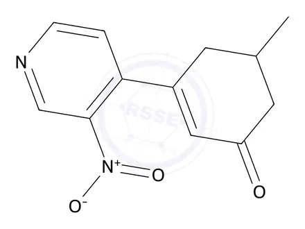 Chemical structure of 5-Methyl-3-(3-nitropyridin-4-yl)cyclohex-2-en-1-one