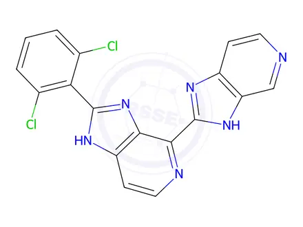 Chemical structure of 2-(2,6-Dichlorophenyl)-4-(1H-imidazo[4,5-c]pyridin-2-yl)-3H-imidazo[4,5-c]pyridine
