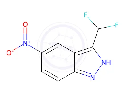 Chemical structure of N-(3-(difluoromethyl)-1H-indazol-5-yl)azinate