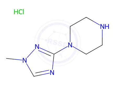 Chemical structure of 1-(1-Methyl-1H-1,2,4-triazol-3-yl)piperazine hydrochloride