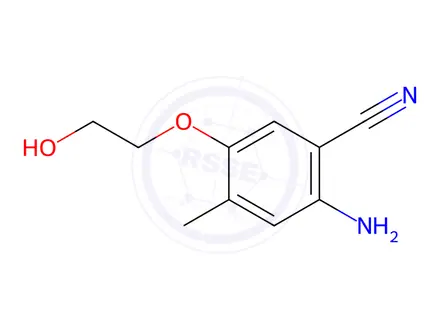 Chemical structure of Benzonitrile, 2-amino-5-(2-hydroxyethoxy)-4-methyl-