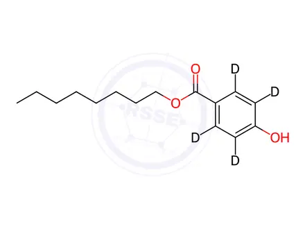 Chemical structure of n-Octyl 4-Hydroxybenzoate-2,3,5,6-D4