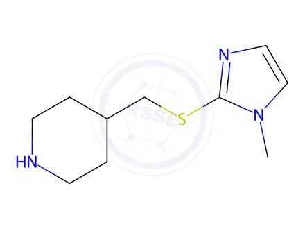 Chemical structure of 4-(((1-Methyl-1H-imidazol-2-yl)thio)methyl)piperidine