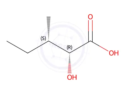 Chemical structure of (2R,3S)-2-hydroxy-3-methylpentanoic acid