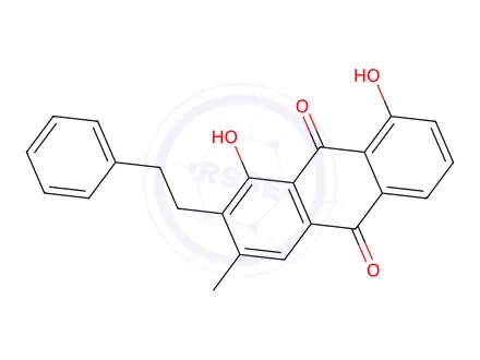 Chemical structure of 1,8-Dihydroxy-3-methyl-2-phenethylanthracene-9,10-dione