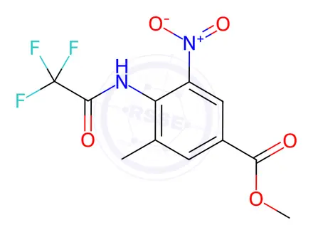 Chemical structure of Benzoic acid, 3-methyl-5-nitro-4-[(2,2,2-trifluoroacetyl)amino]-, methyl ester