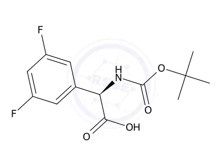 Chemical structure of (R)-2-((tert-Butoxycarbonyl)amino)-2-(3,5-difluorophenyl)acetic acid