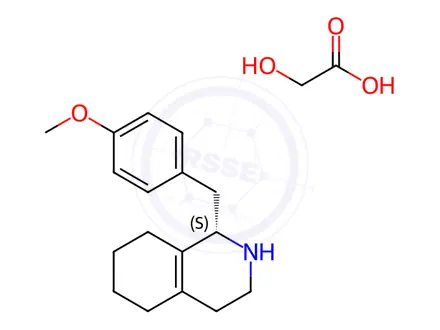 Chemical structure of (R)-glycolic acid, compound with (S)-1,2,3,4,5,6,7,8-octahydro-1-[(4-methoxyphenyl)methyl]isoquinoline (1:1)