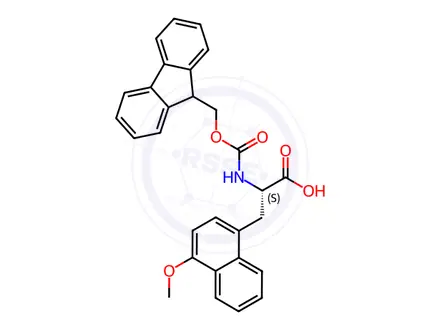 Chemical structure of 1-Naphthalenepropanoic acid, α-[[(9H-fluoren-9-ylmethoxy)carbonyl]amino]-4-methoxy-, (αS)-